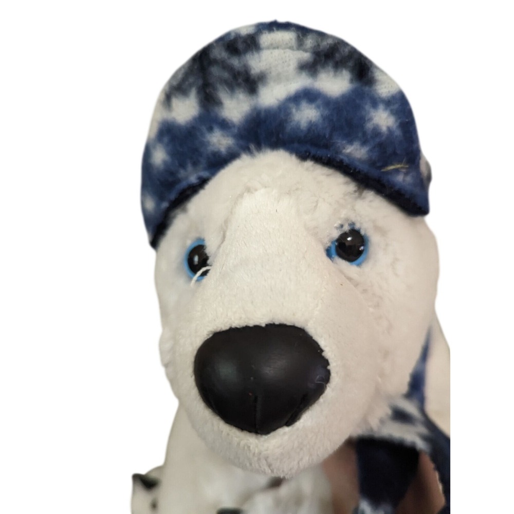 Atico International Polar Bear Plush White Blue Hat Scarf 12 Inch Stuffed Animal